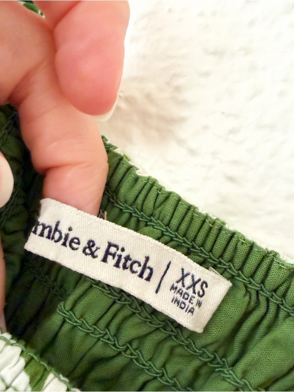 Abercrombie & Fitch Smocked Green & White Floral Midi Dress - Picture 7 of 9